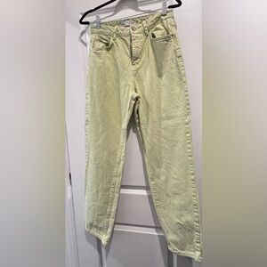 Zara Women Pastel Green Straight Jeans